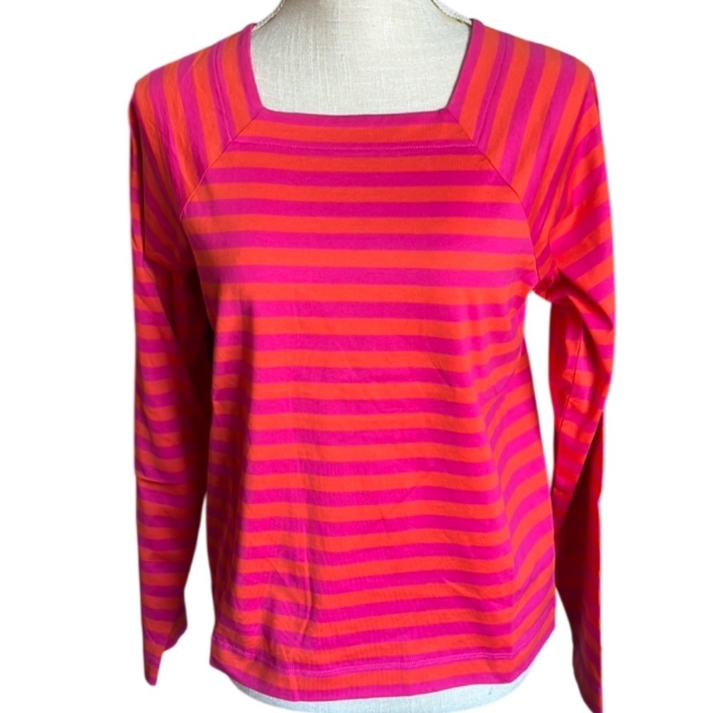 Agnès B. NWT Striped Long Sleeve Top- Pink / Orange - 1